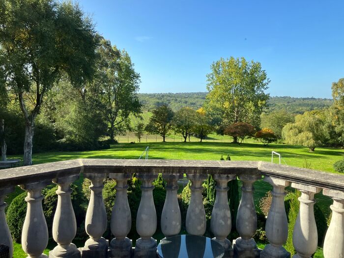 Countryside views over the garden balustrade