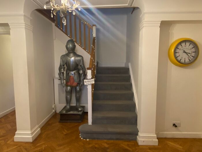 The entrance hall and staircase